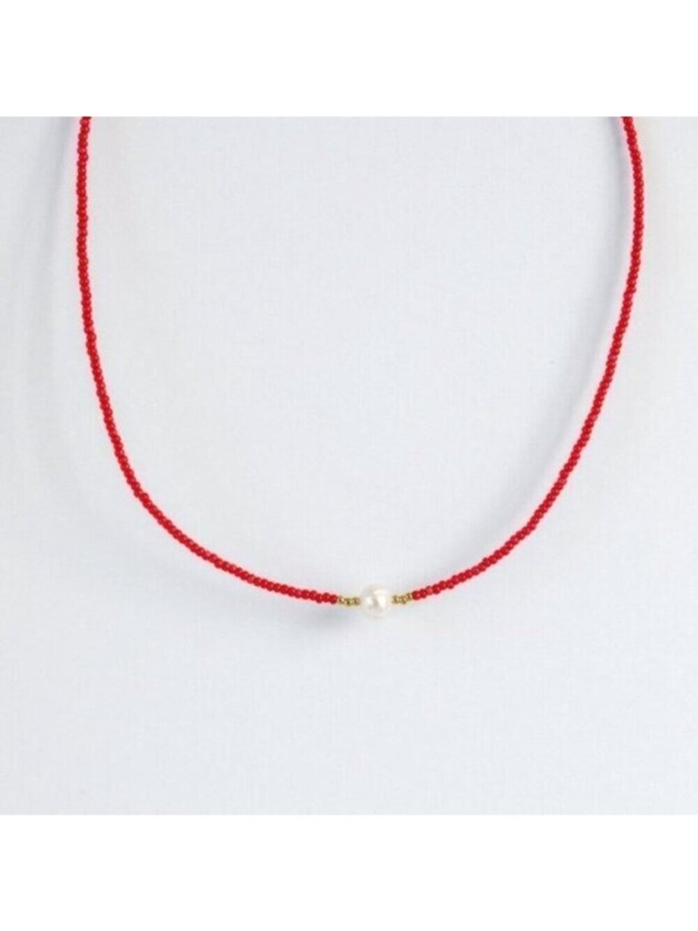 Beaded Pearl Choker Choose Red White Black Turquoise Waterproof Gold Chain